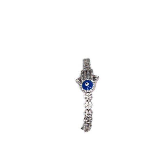 Hamsa Hand Bracelet 925 Silver Micro Pave Fatima - Picture 3 of 4